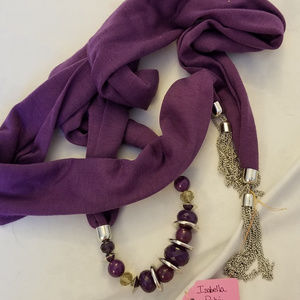 SALE NWT Lerdu Embellished Scarf Purple Cotton